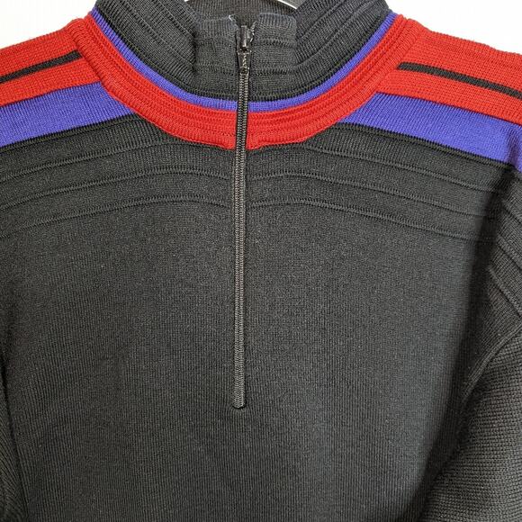 Meister Vintage 80's Sweater Apres Ski 1/4 Zip Mock Neck Men's Unisex XL - Picture 5 of 9